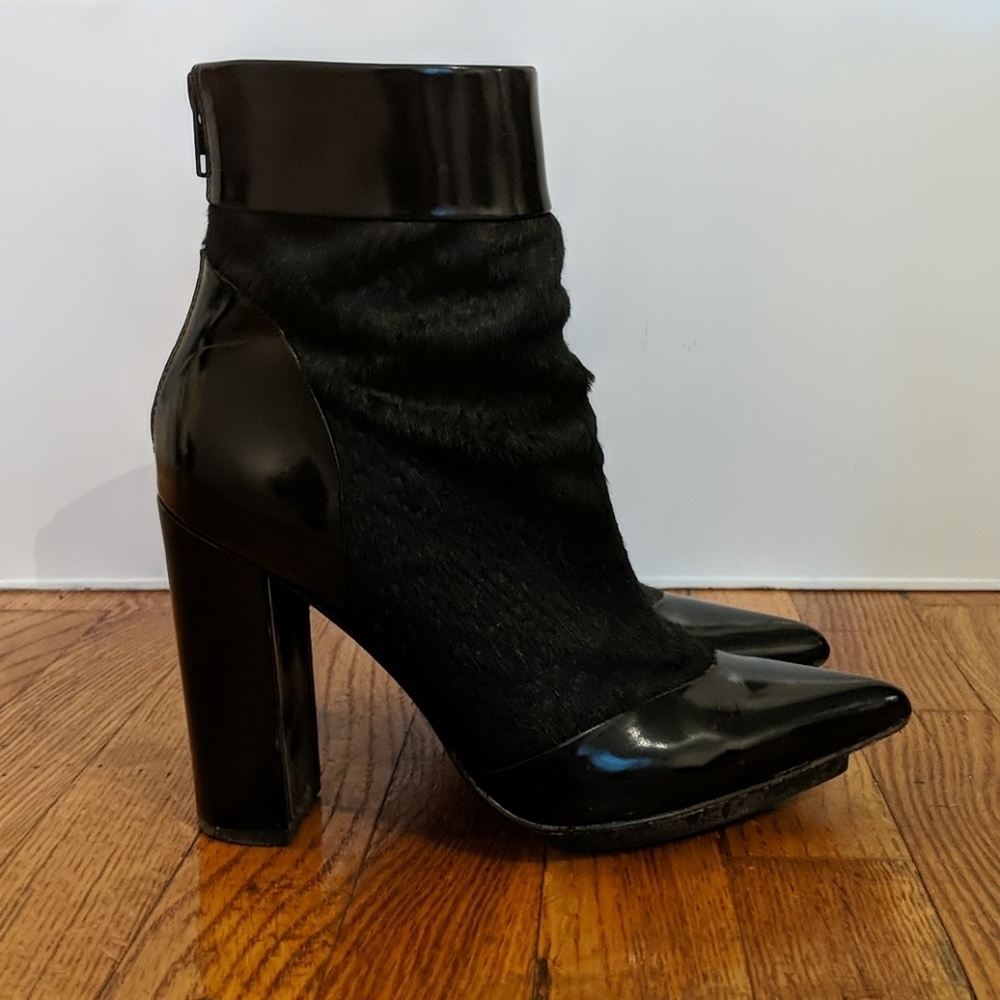 Phillip Lim Heeled Fur Boots Patent Leather detail